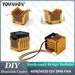 Golden DIY Aluminium Northbridge Heatsink Cooler Motherboard Radiator with 40mm Fan 12V 40x40x10mm 40x40x20mm Cooling Fan