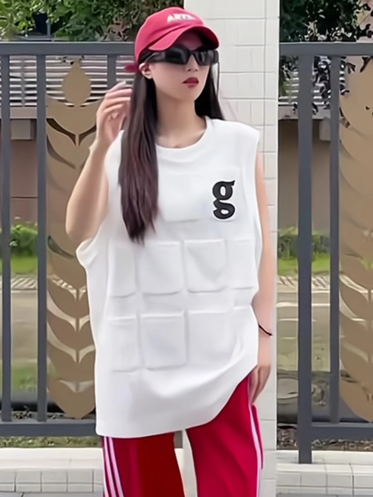 

Faionable Korean Sle Svel Mid-Length round Ne Vest Women's Summer Trendy Top Gtuq Commute Sle All Body pes