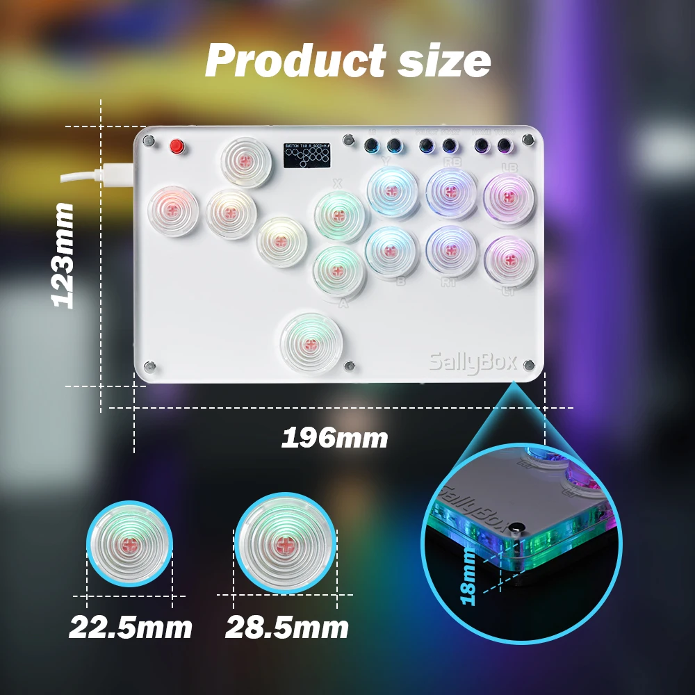 TicKnot Mini HitBox SOCD Fighting Stick Leverless Arcade Controller For PS4/PS3/PC/Switch WASD SallyBox With Mechanical Switch