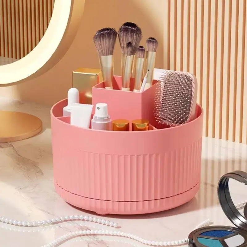 360 Rotating Plastic Desk Pen Organizer 5 Slots Dual Use Pencil Cup For Home Office School