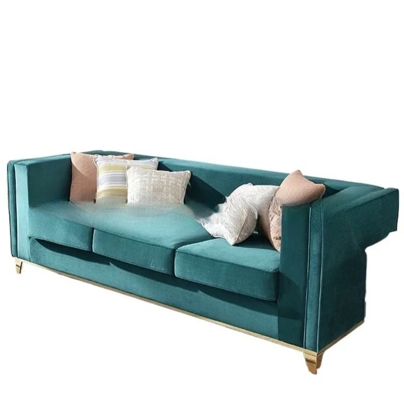 

Nordic postmodern metal, foot sofa casual flannel three-person sofa club, fashion reception sofa
