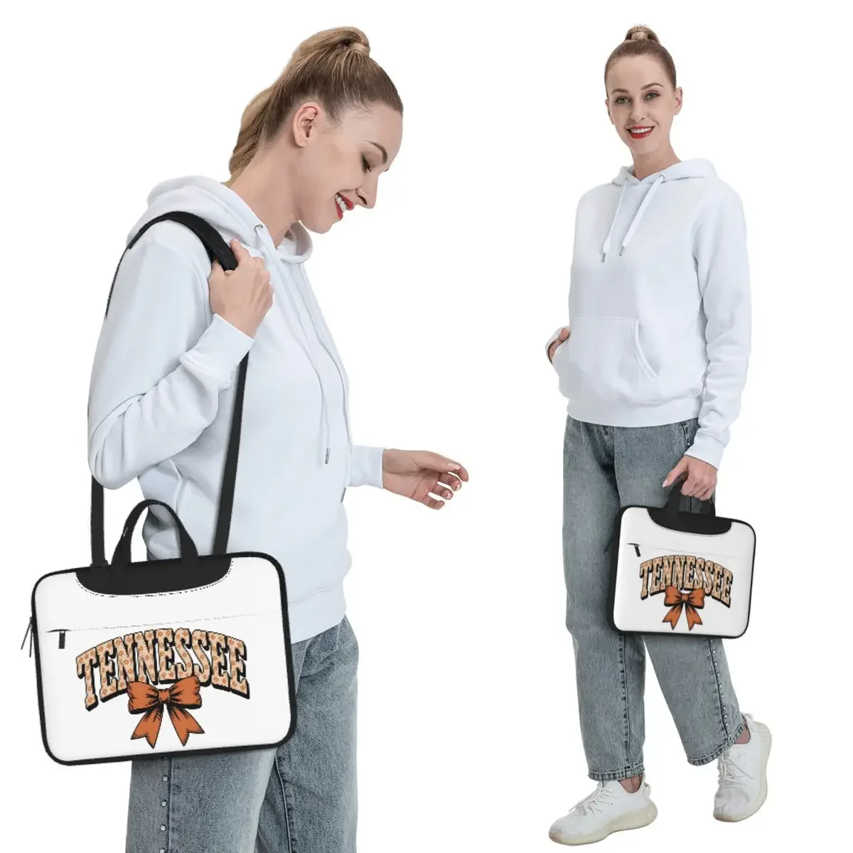 Vintage Tennessee Logo With Floral Typography And Bow Crossbody Laptop Bag Case Computer Bag Resistant Protective Notebook Pouch
