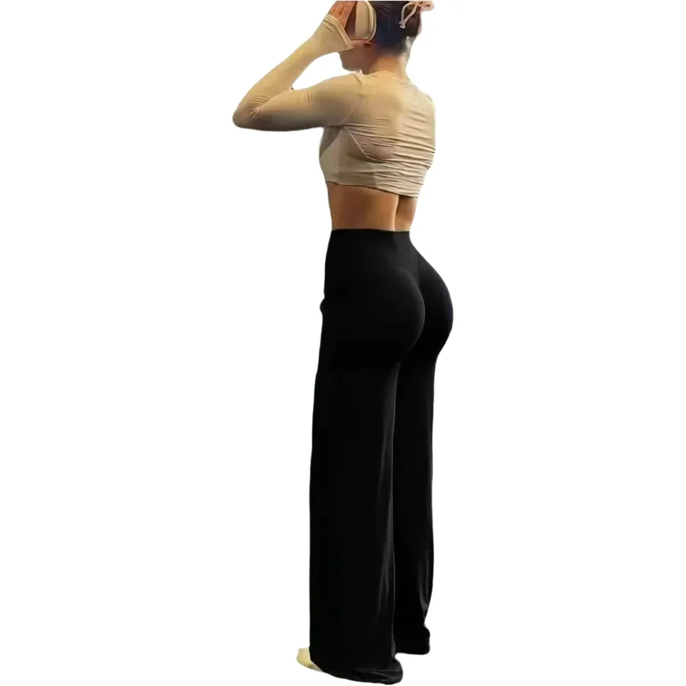 Damen Weiche Gerade Trainingshose Atmungsaktiv Leicht Einfarbig Locker Sitzend für Outdoor-Sport Yoga Jogging