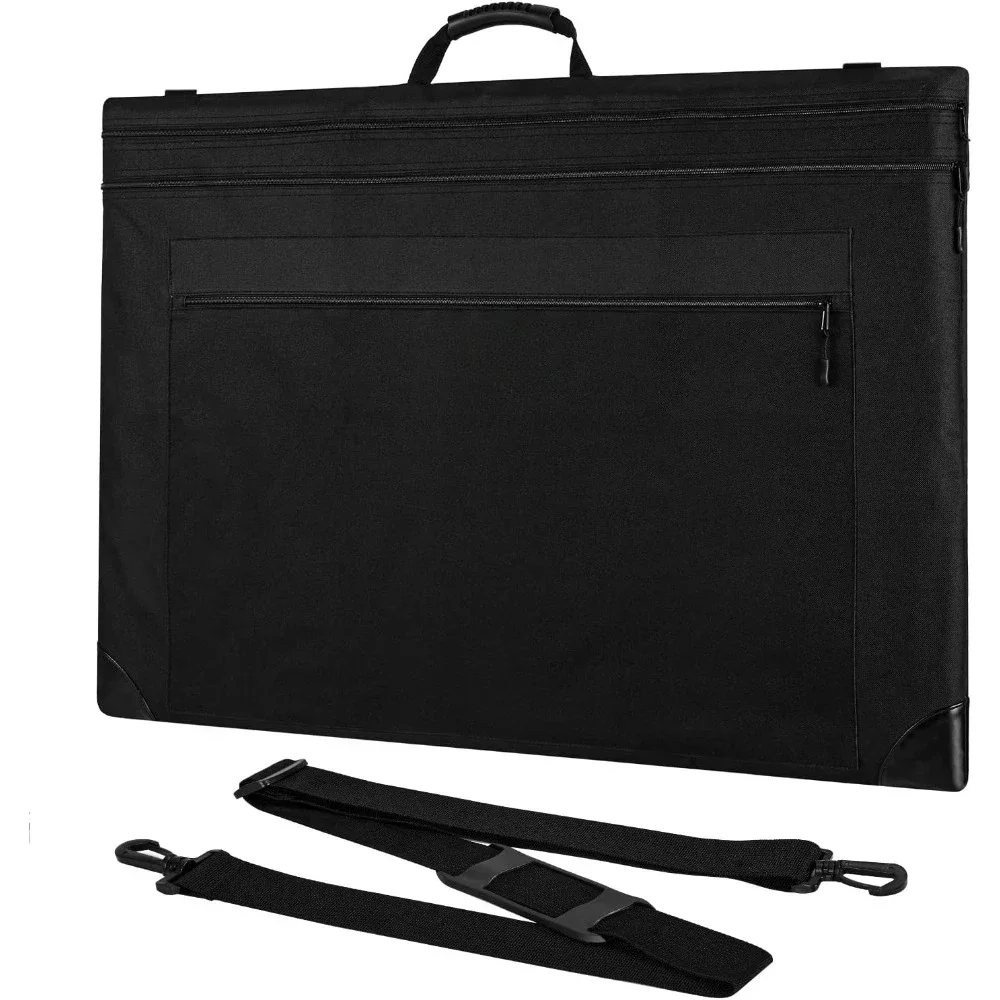 

Light weight art portfolio bag, Black Art Canvas portfolio Case with detachable shoulder strap, leather corners,