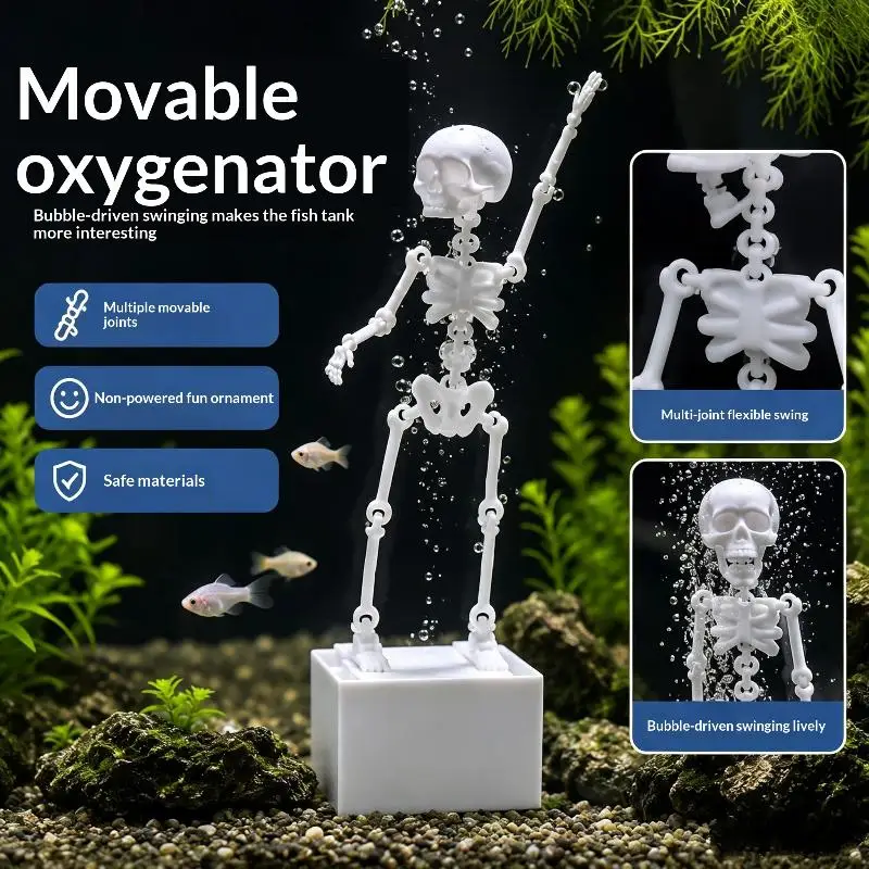 Fish Tank Bubbler Decor Dancing Skeleton Aquarium Bubbler With Air Hose Fun Interactive Ornament For Fish Tank Landscape Decorat