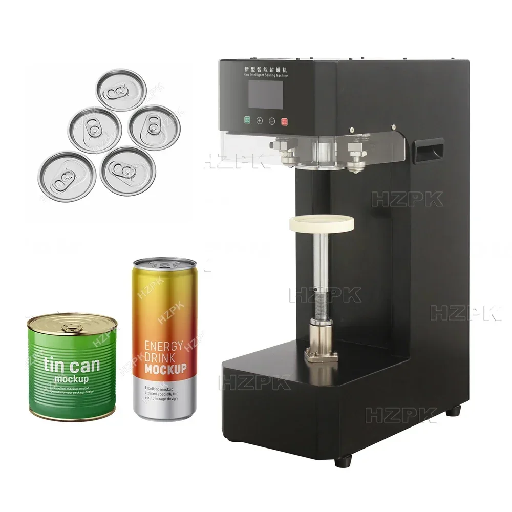 HZPK Intelligent Plastic Pop Beer Soda Metal Can Lid Sealer Sealing Seaming Machine Automatic