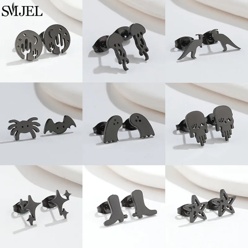 Punk Halloween Ohrringe Cartoon Geist Spinne Fledermaus Stud Ohrring für Frauen Männer Lustige Tier Ohrringe Modeschmuck Party Geschenk