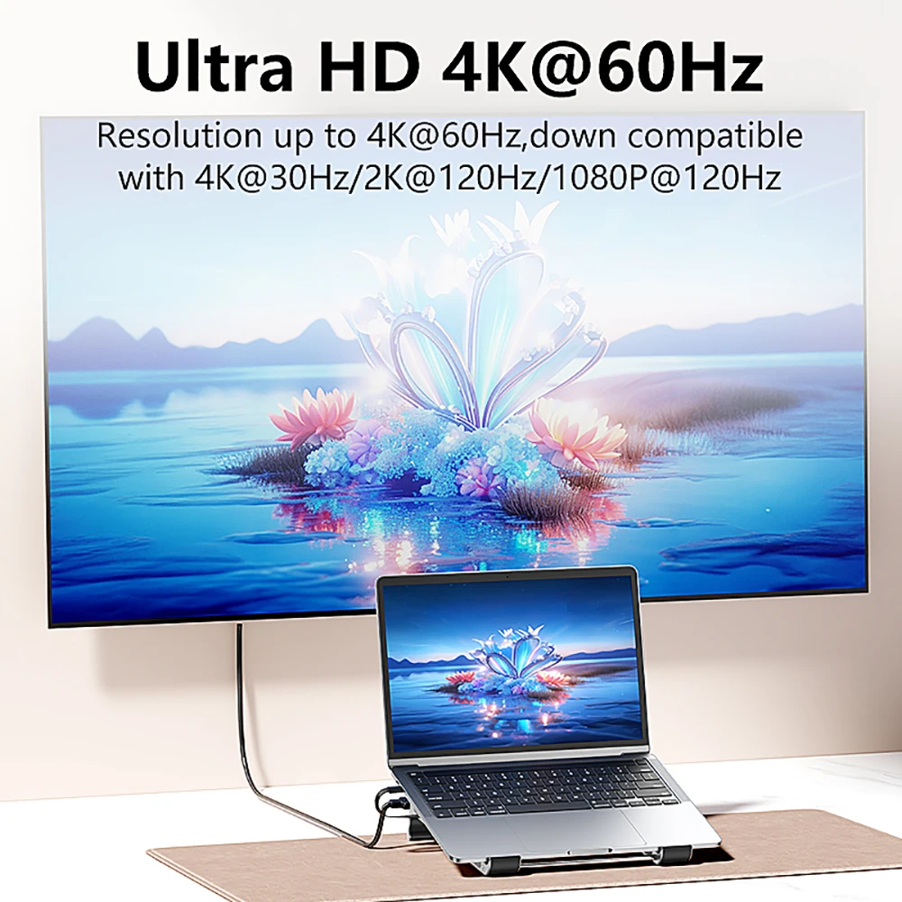 KEBIDUMEI 7-in-1 Stand Docking Stations Laptop Docking Station USB C HUB TYPE-C to 4K60Hz HDMI 1000Mbps Gigabit Ethernet Adapter