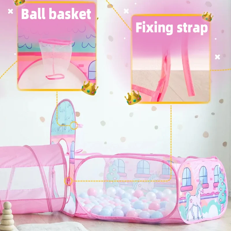 Tenda da gioco pieghevole per bambini, tunnel strisciante in stile yurta, palle da gioco, modelli divertenti stimolano l'imaginazione dei bambini, facile da installare, casa da gioco per bambini, tenda da castello giocattolo portatile all'aperto, ideale per ragazzi e ragazze, regali di Natale e Halloween, non includono palle dell'oceano