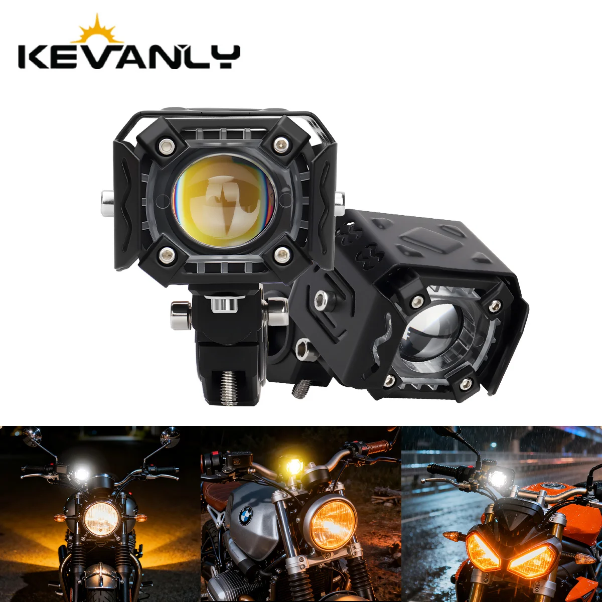 

Мотоциклетная фара 1/2x с бело-желтым светом, красным кольцевым огнем Demon Eye, ближним/дальним светом для внедорожников, квадроциклов, UTV, RV, 12В