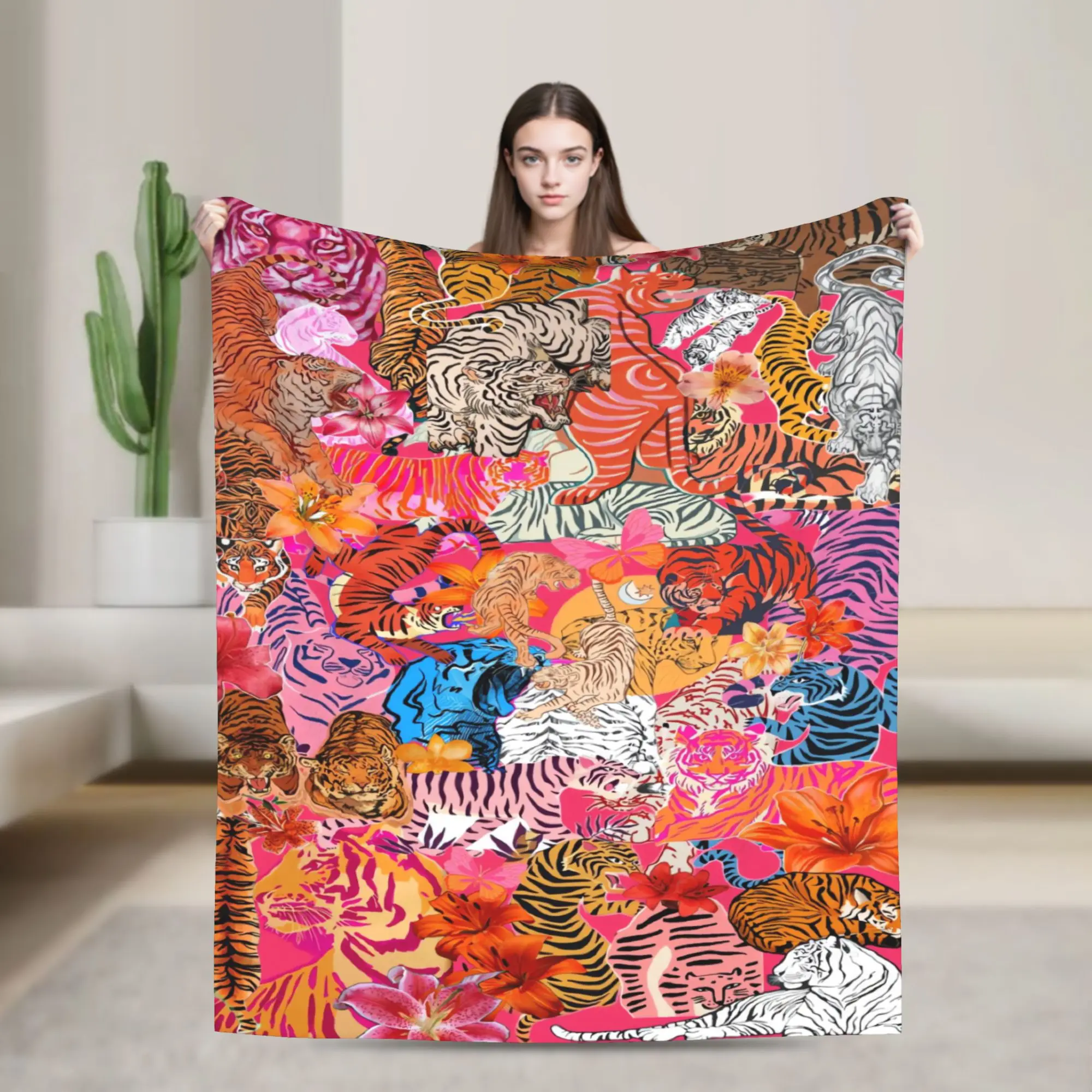 Jaguar Print Flannel Blankets Winter  Super Warm Throw Blanket for Girls Boys Couch Bed Street Trend Bedspread Sofa Bed Cover