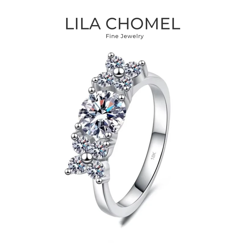 Women Wedding Band 18K White Gold Engagement Rings 1CT VVS D Color Moissanite Diamond PT950 Platinum Girl Friend Valentine's Day