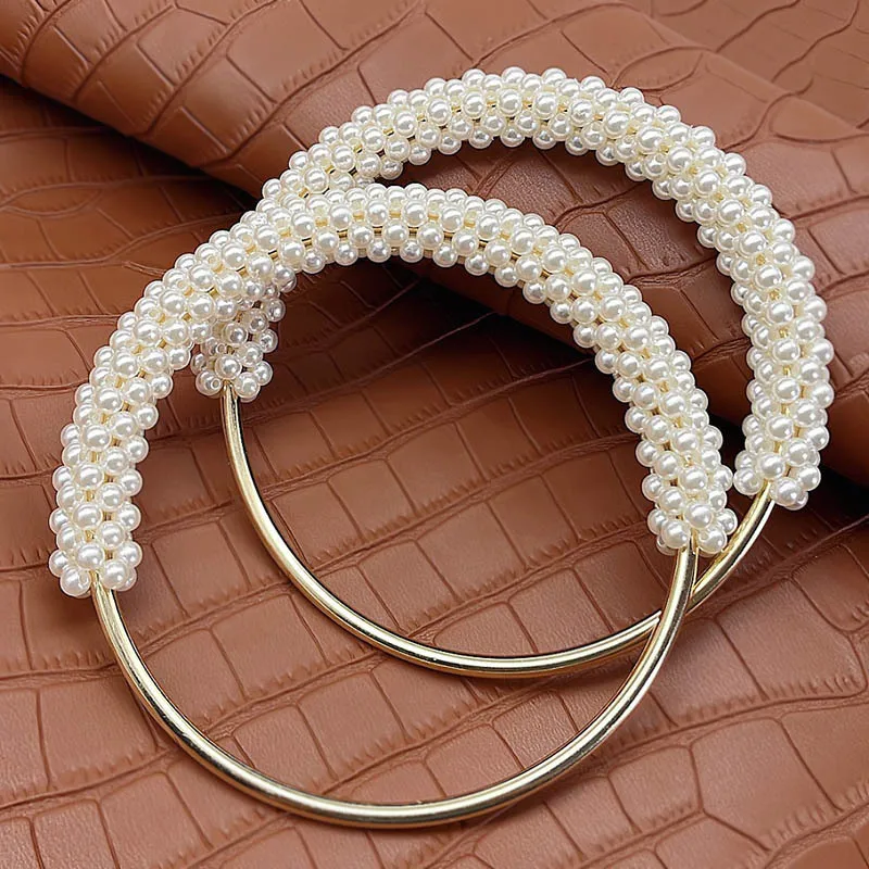 Braided Handbag Handle Ring Bag Parts Pearl Metal Ring DIY Handmade Shoulder Crossbody Bag Exquisite Round Handle Bag Accessory