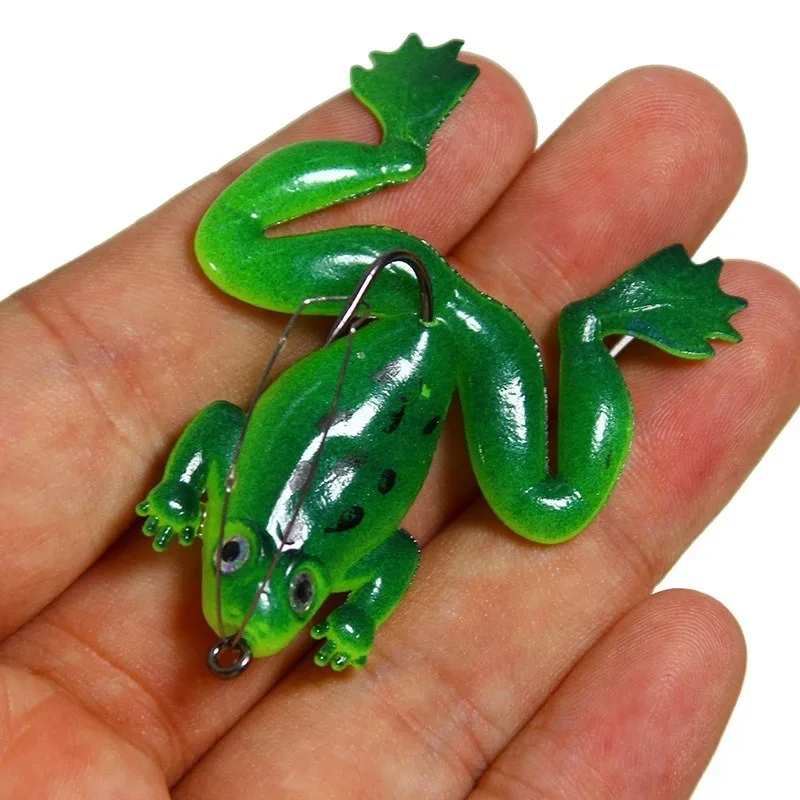 

Sea Fishing Sinking 5.2g/60mm Thunderfrog Silicone Soft Bait for Freshwater Waters Barbed Single Hook Lure 3D Frog Eye Imitation