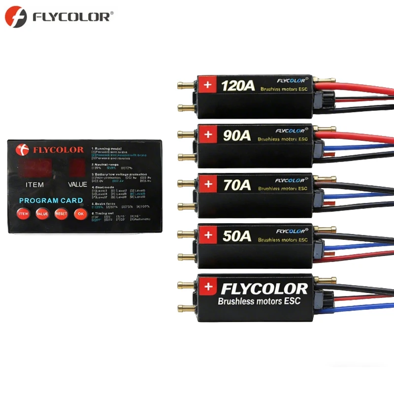 

Flycolor 30A 4S/ 50A 70A 90A 120A 6S Bi-direction/Uni-direction Multiple Protection Brushless ESC For RC Boat