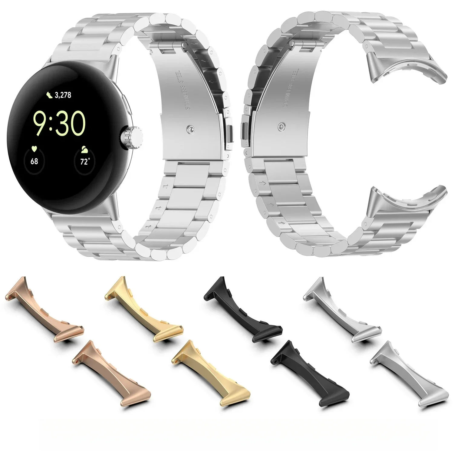 For Google Pixel Watch1 2 3 41mm Adapter 20mm - Metal Alloy Connector, Quick-Release Watchband Strap, Durable Bracelet Accessori