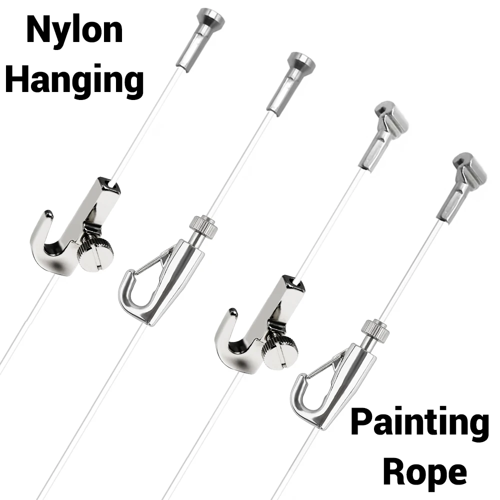 2-10pcs T-shaped Nylon Rope Kit with Adjustable Screw Hook Loop Invisible Transparent Wire Clip Picture Frame Suspension System