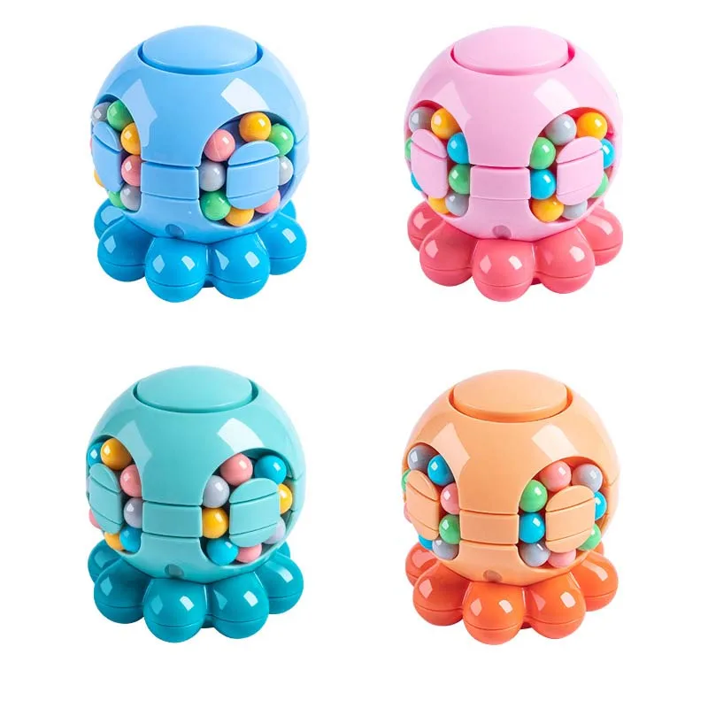 Kids Magic Rotating Bean Cubes Adults Fingertip Fidget Stress Relief Game Professional Magic Cube Puzzle Toys for Children