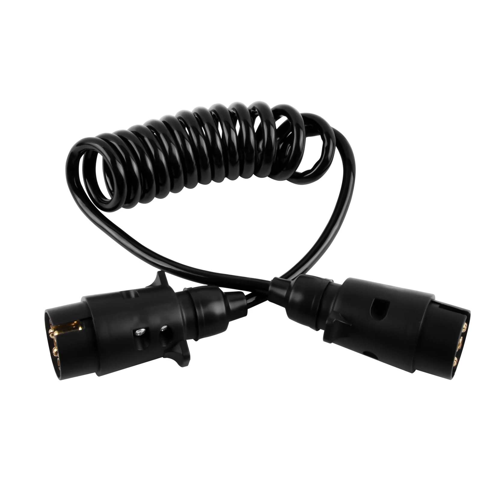 Conector de Cable en espiral de extensión de remolque de 2M y 7 pines con cubierta a prueba de polvo, conectores de placa de enchufe de remolque de caravana, accesorio de coche