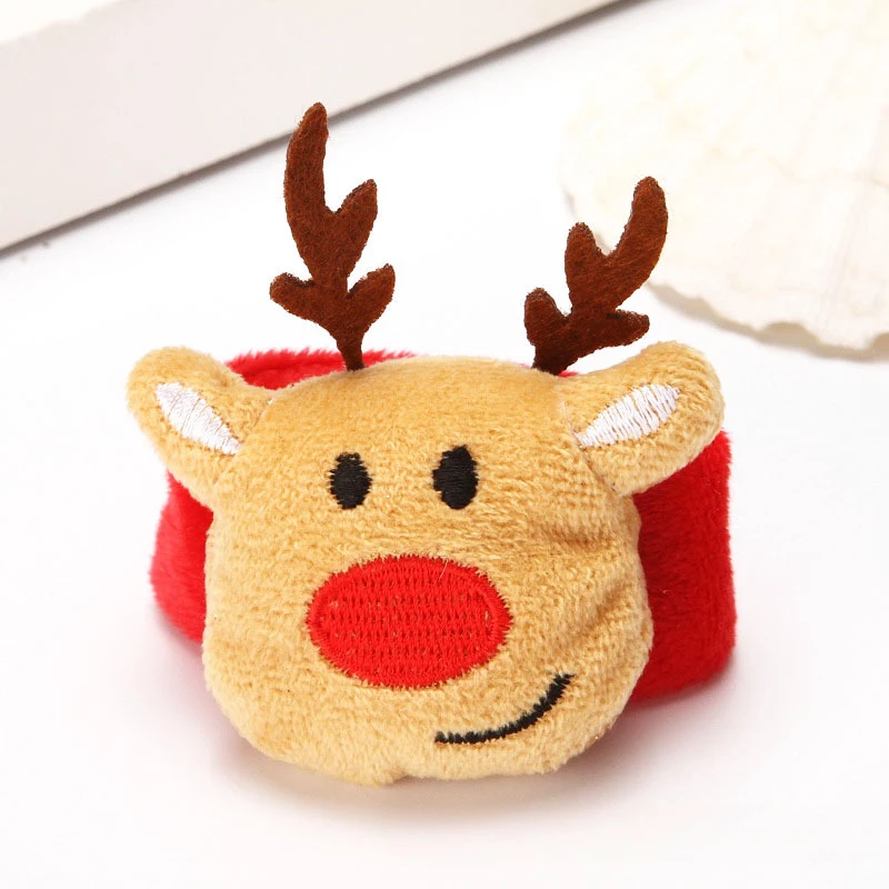 Plush Popping Circle Cute Cartoon Santa Claus Christmas Tree Reindeer Wrist Ornament Children's Christmas Gift 1pcs