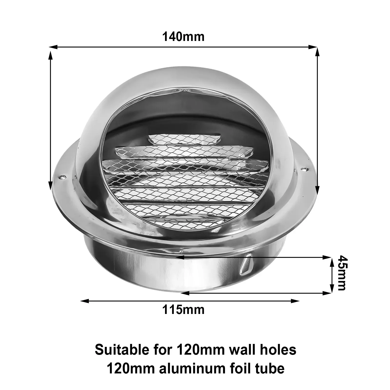 Stainless Steel Wall Air Vent With Anti Insect Net And Louver Heat Transfer And Ventilation Systems Compatible