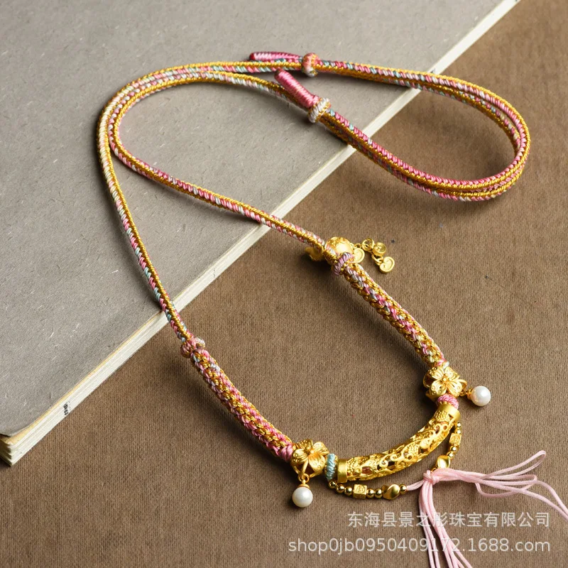 Hand-Woven Tibetan Sweater ChaindiyWoven Wearable Thangka Thousand-Li Landscape Color Neck Hanging Necklace Zachilam