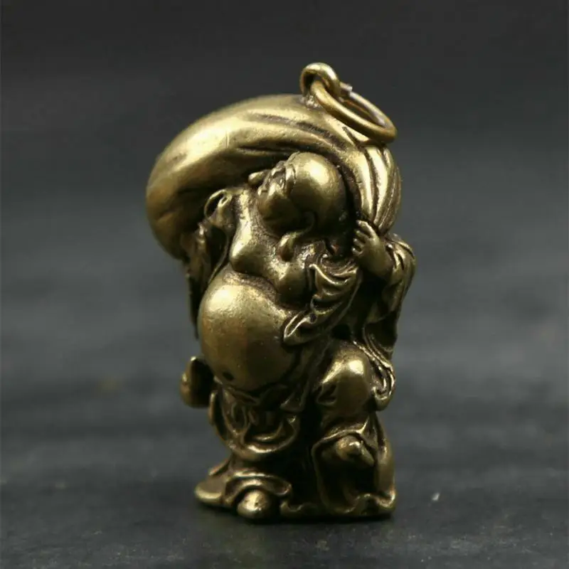 36Mm Small Curio Chinese Buddhism Fengshui Bronze Maitreya Buddha Wealth Pendant