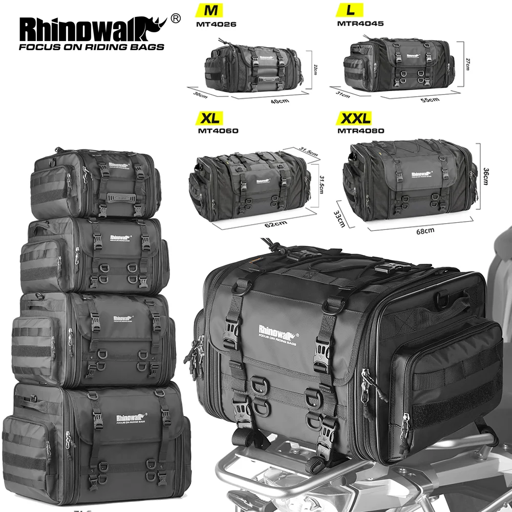 

Rhinowalk Motorcycle Tail Bag Back Seat Case Waterproof 19-80L Expandable Storage Motor Saddle Bag Luggage Pannier 1 Piece