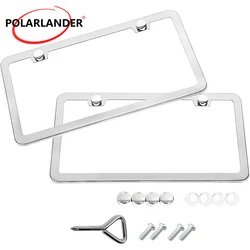 2pcs Silver Chrome Plated Rustproof Universal Stainless Steel License Plate Holder weatherproof License Plate Frame