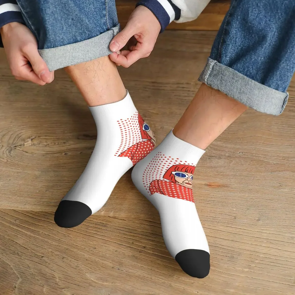 Kawaii Mens Yayoi Kusama Self Portrait Dress Socks Unisex Warm Comfortable 3D Printed Crew 