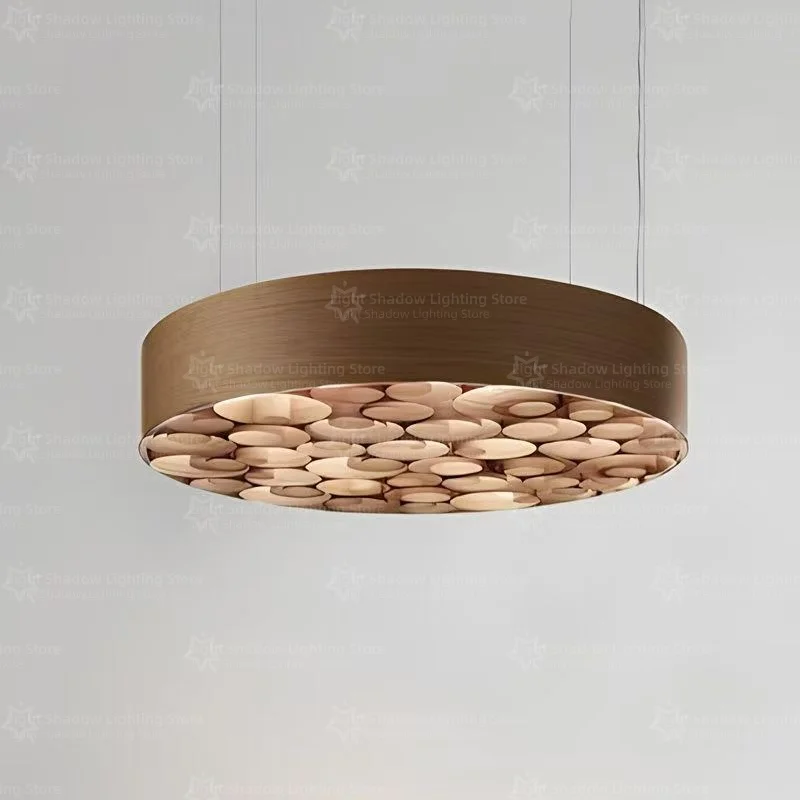 Nordic Restaurant Designer'S Artistic Creativity Personality Circular Wooden Art Hotel Restaurant Coffee Shop Pendant Light