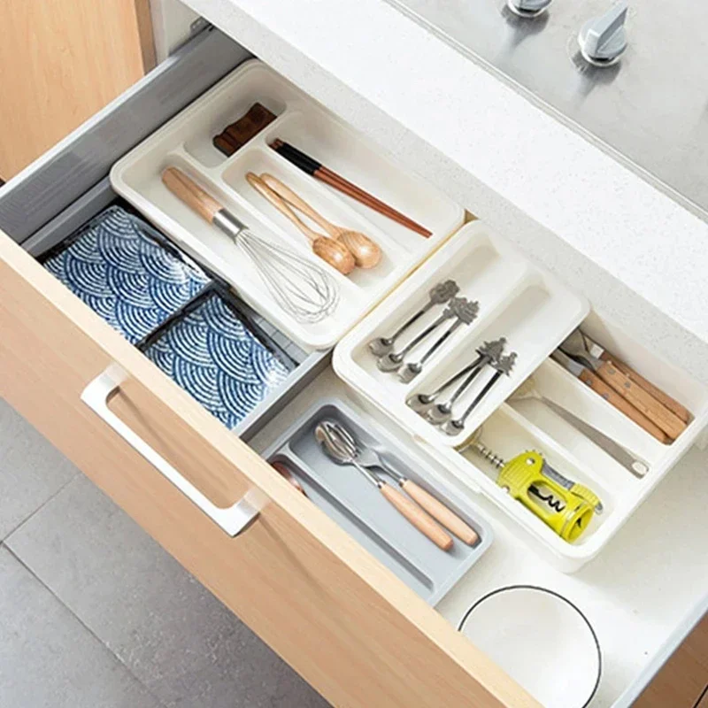 Tableware Organizer Expandable Cutlery Storage Tray Knife Block Holder Spoon Fork Separation Box Kitchen Drawer Container