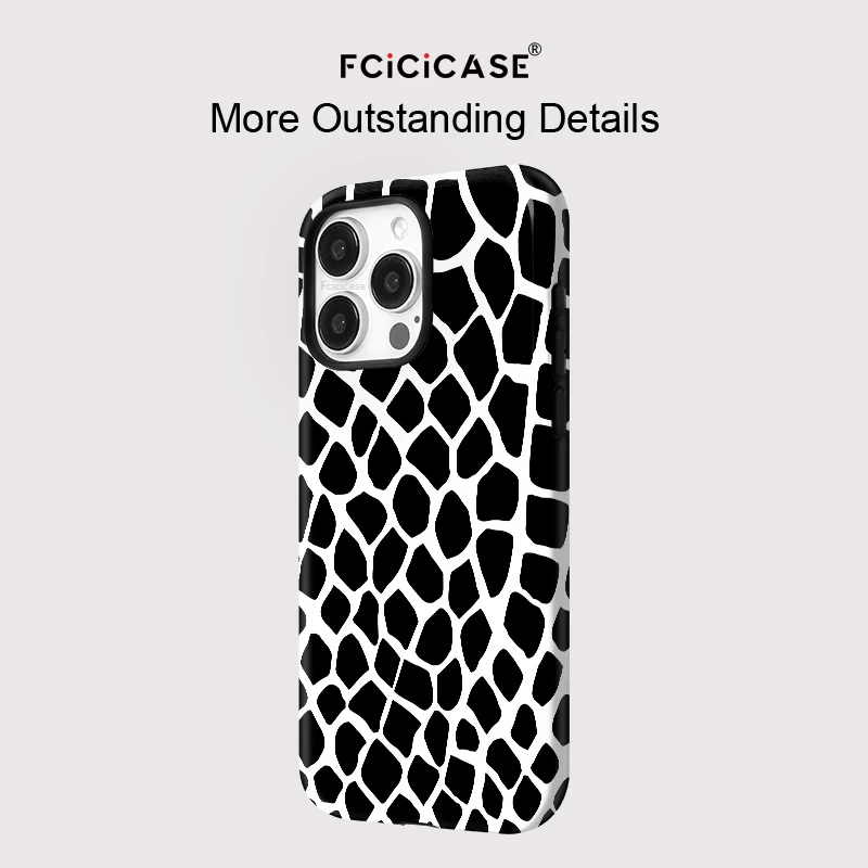 Fcicicase For iPhone 16 15 Pro Max Animlas Skin Pattern Phone Case Magnetic Cover for iPhone 11 12 13 14 Pro 15Plus Acrylic Capa