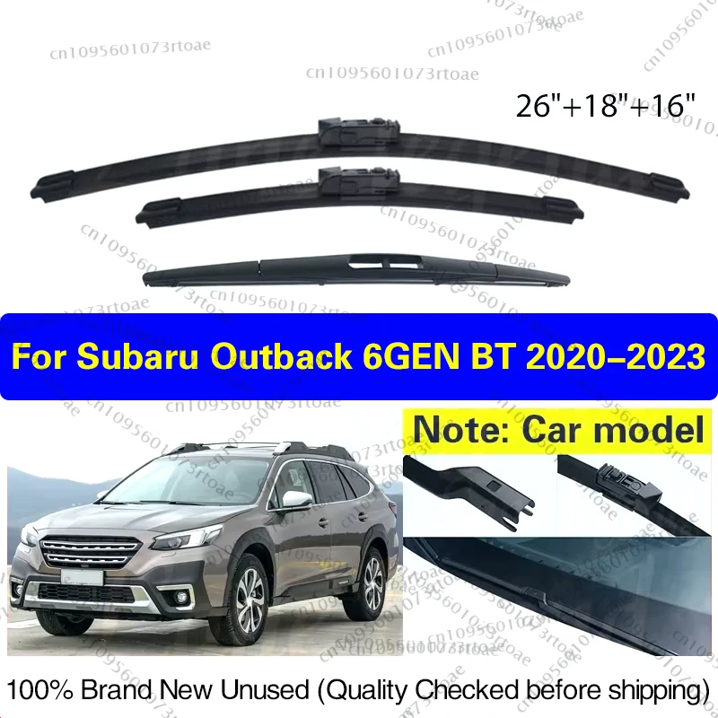 

For Subaru Outback 6GEN BT 2020 2021 2022 2023 Front Rear Wiper Blades Windscreen Window Rain Brushes Car Accessories 26"18"16"