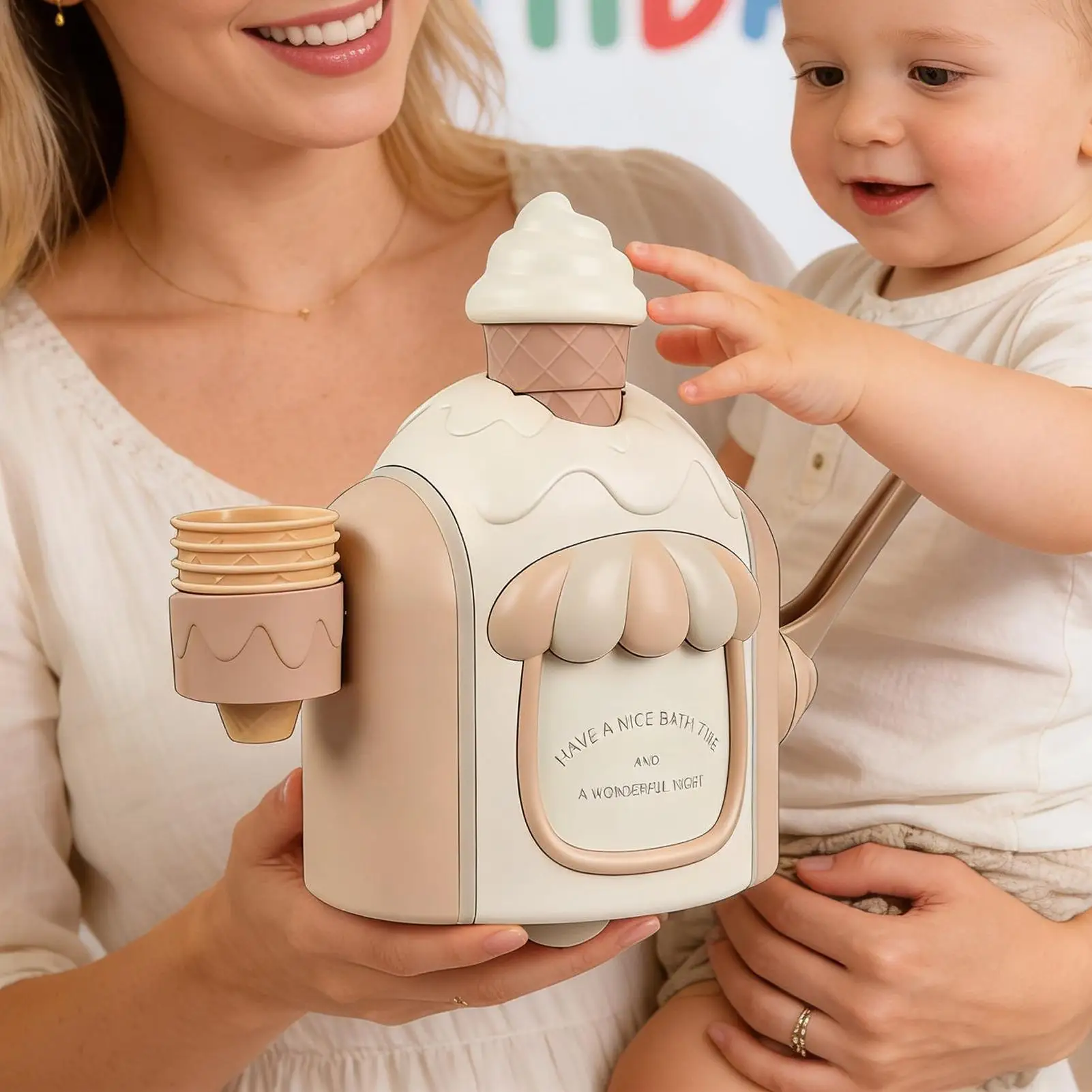 Ice Cream Bubble Machine Manual Ice Cream Maker Foam Play Machine Parent Kids Interactive Toys Toddler Child Bathroom Bath Toys