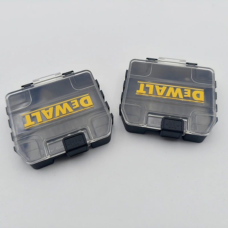 Immagine 7: DEWALT Set di 2 Contenitori Piccoli, Scatole Organizzative in Plastica Nera con Coperchi Trasparenti per Punte e Piccole Parti