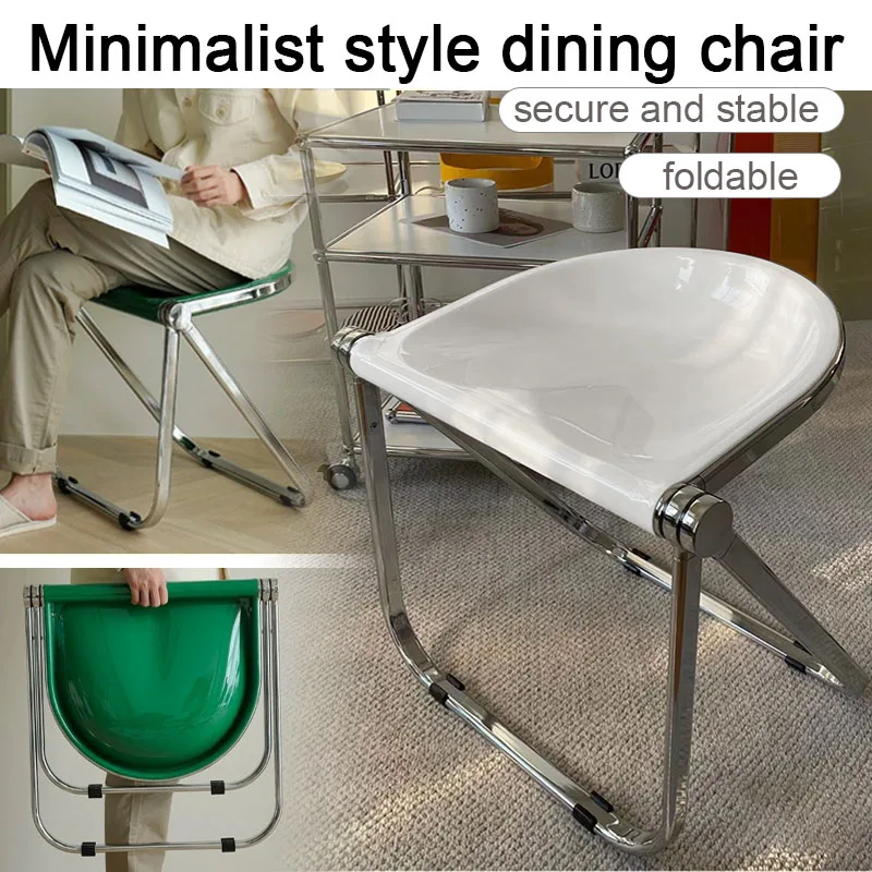 مقعد منزلي سميك وشفاف قابل للطي من الأكريليك، أثاث للتصوير الفوتوغرافي على طراز Instagram الحديث والبسيط، كرسي طعام ترفيهي