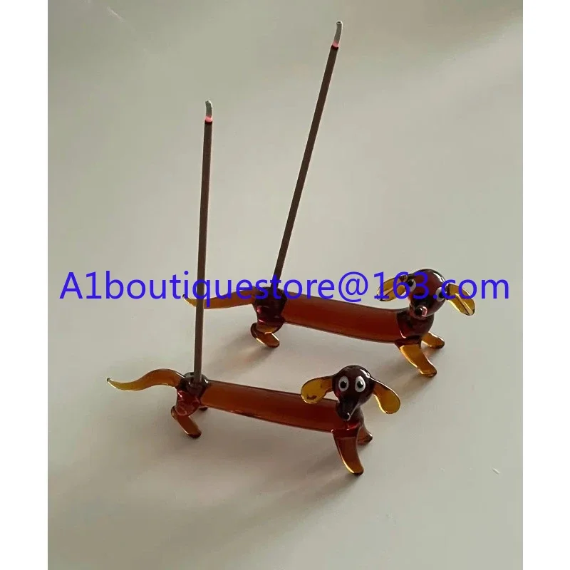 Creative cute skateboard dog cartoon glass sausage puppy incense insert chopstick rest ornaments