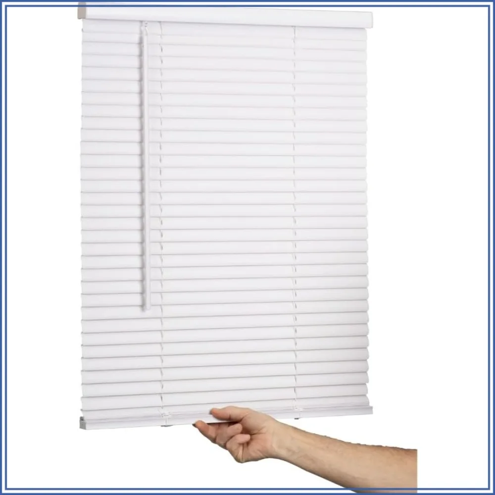 

Cordless Mini Blind, 1" Vinyl Slats, 17"x54", Light Filtering, White