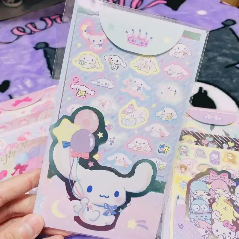 MINISO Anime Sanrio My Melody Hello Kittys Cinnamoroll Kuromi Reward Sticker Booklet Hand Account Lovely Character Birthday Gift