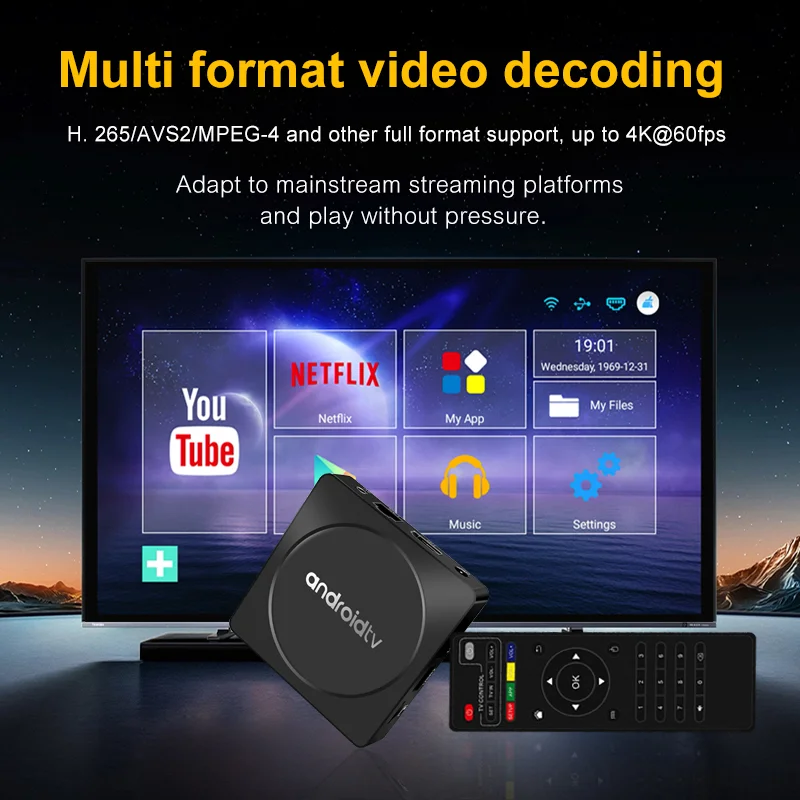 Android スマート TV ボックス 4K MX10-K1 H313 クアッドコア ARM Cortex ™ A53 Android 14 HD2.0 Android TV Fire Stick TV ボックス