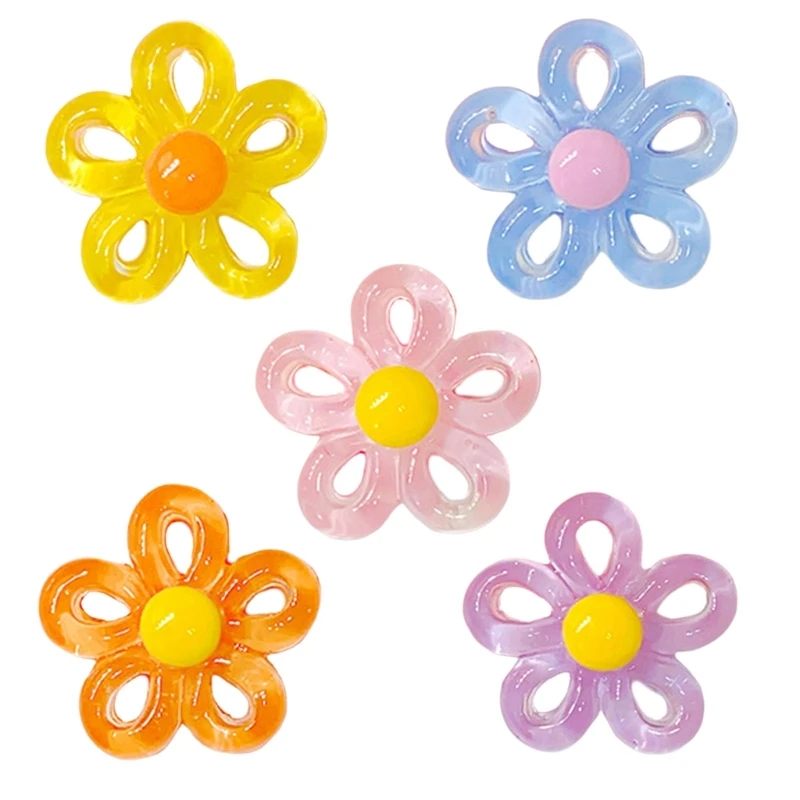 Colorful Hollow Flower Bead with Hole Unique Crystal Flower Spacer Bead Jewelry Making DIY Necklace Earring Random Color