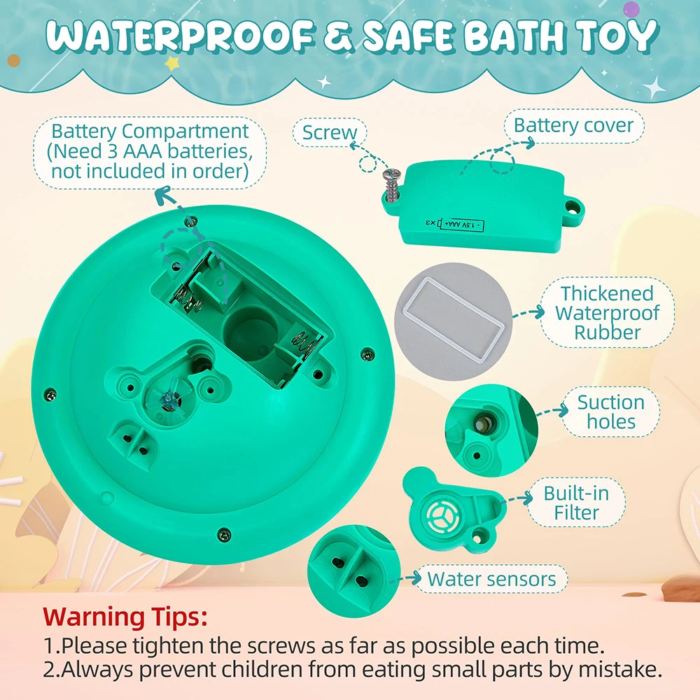 Baby Bath Toys Spray Water Rotation Light up Automatic Induction Sprinkler Shower with LED Bathtub Pool Toys Gift for Toddlers