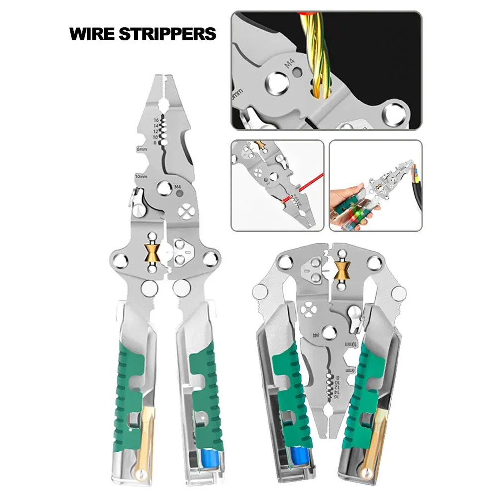Foldable Wire Stripping Pliers Voltage Testing Cable Cutting Crimping Tool For Electrician Multi-function Hand Tools