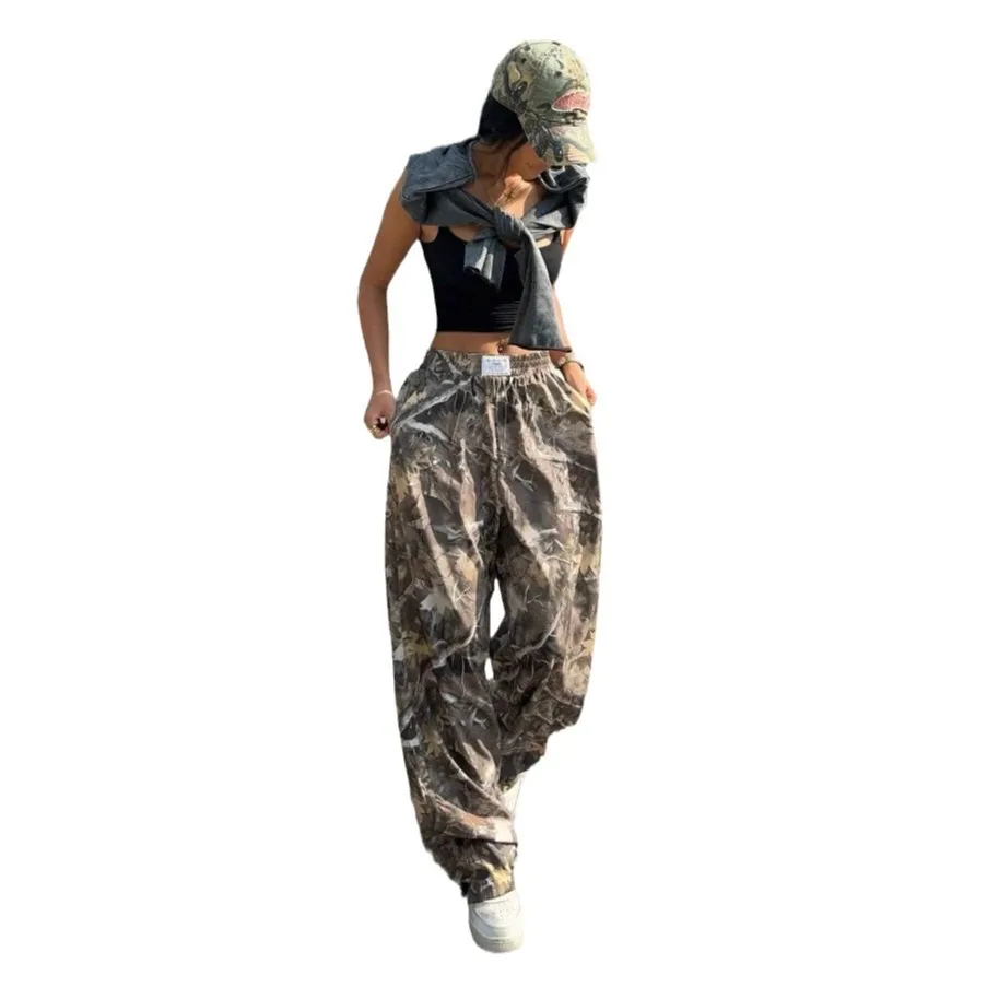 2025 Spring and Autumn Spice Girls Women's New High Waist Wide Leg Pants Loose and Skinny Spice Girls Mopping Casual Pants