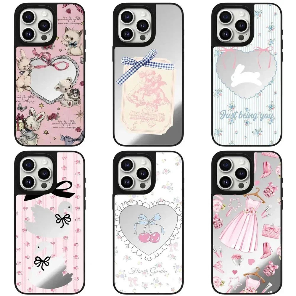 

Bowknot Dress Mirror Magnetic iPhone 12 13 14 15 Pro Max Protective Case