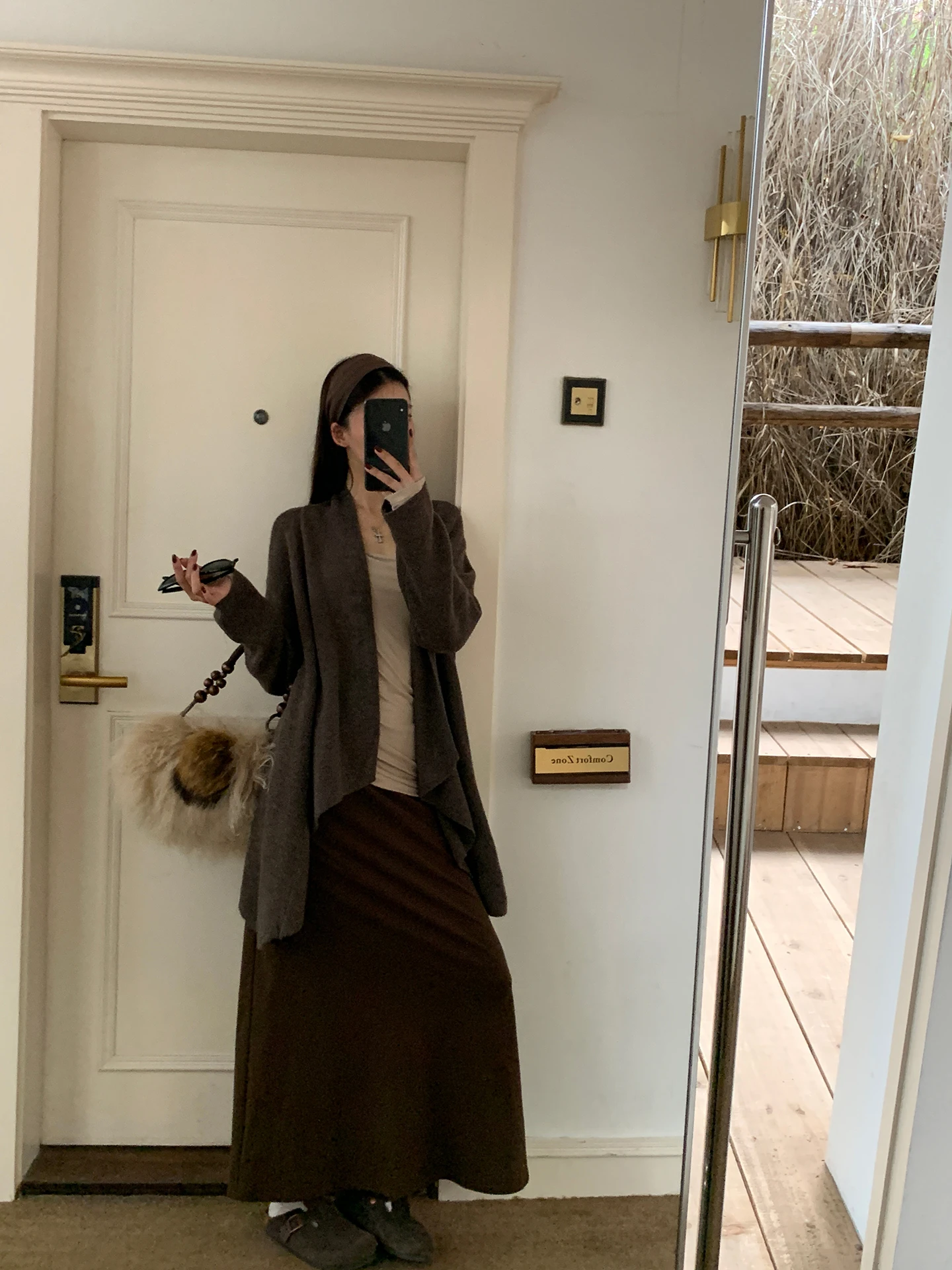 

Утягивающая юбка-миди трапециевидной формы для женщин кофейного цвета, красивая длинная юбка для поездок на работу, простой хлопок, полиэстер, эластичное волокно