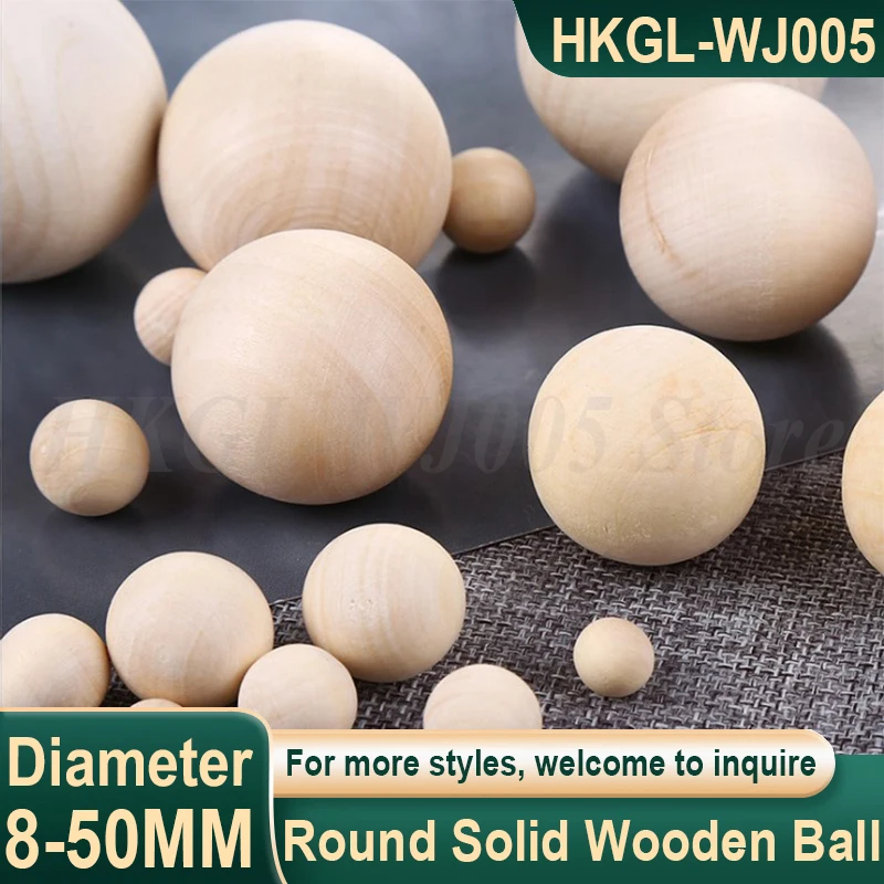 

8-50mm Solid Wooden Ball Round Wooden Bead Natural No Hole Schima superba Ball for DIY Handmade Materials
