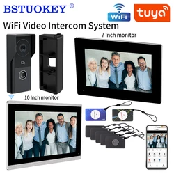 TUYA 1080P 7/10 Inch Touch Screen AHD Wireless Wifi Video Doorbell Smart APP Home Video Intercom Kits for Access Control System