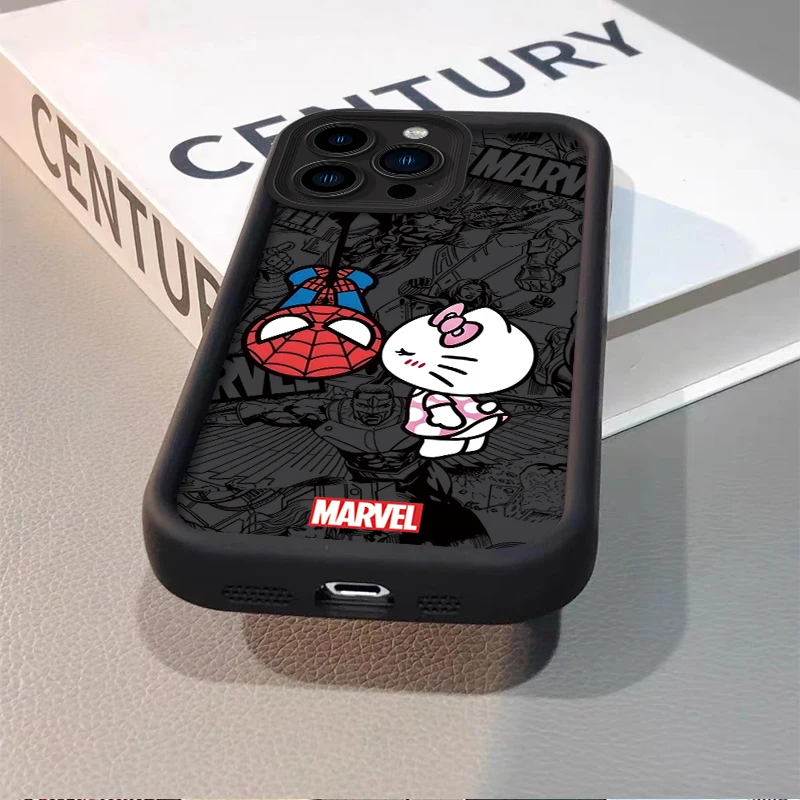 Marvel Spider Man Cat Liquid Silicone Phone Case For iPhone 15 Pro Max 14 13 12 11 X XS XR 7 8 Plus SE 2020 Soft Protect Cover image 6